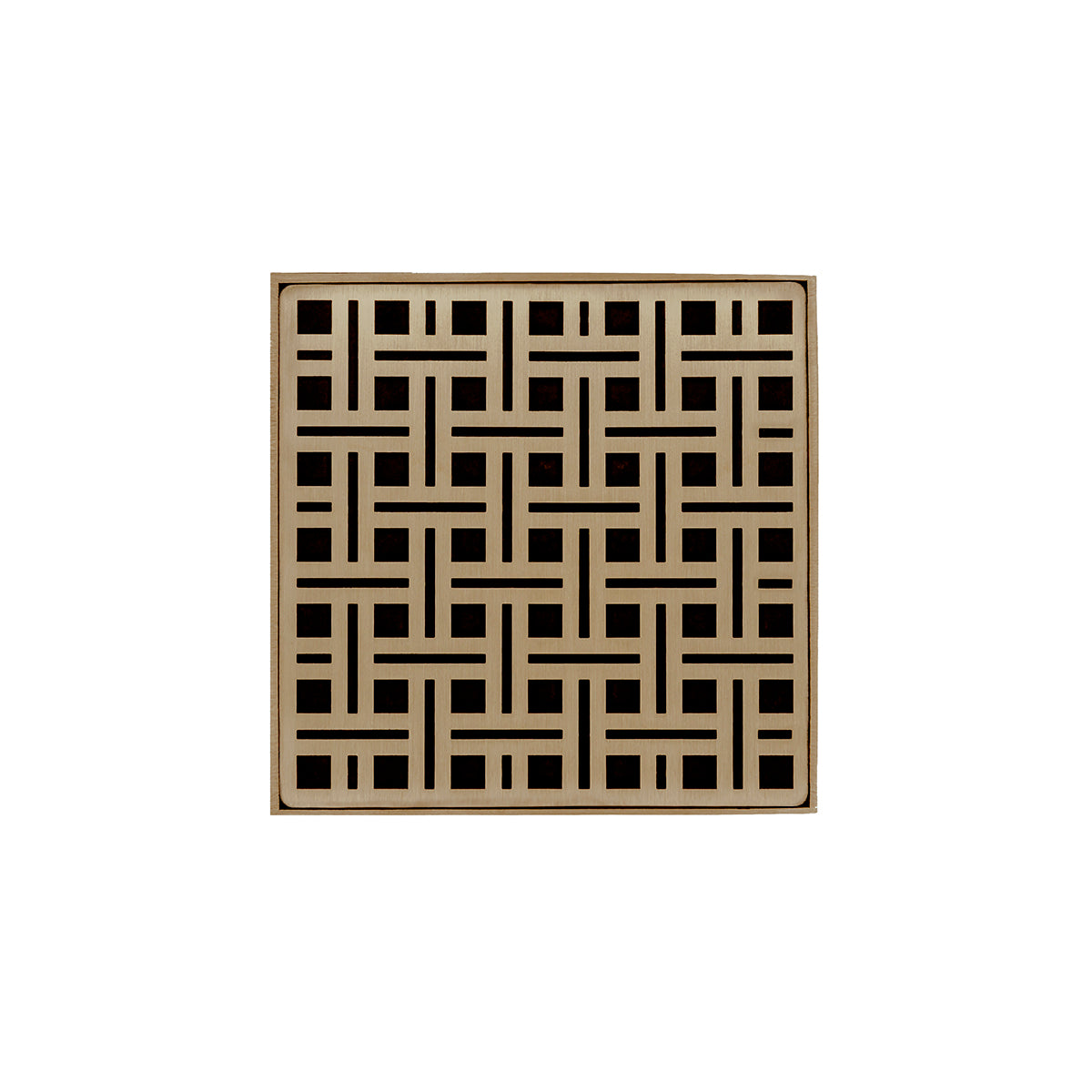 Infinity Drain VDB 5-S  5" x 5" VDB 5 Complete Kit with Weave Pattern Decorative Plate  with Stainless Steel Bonded Flange Drain Body, 2" No Hub Outlet