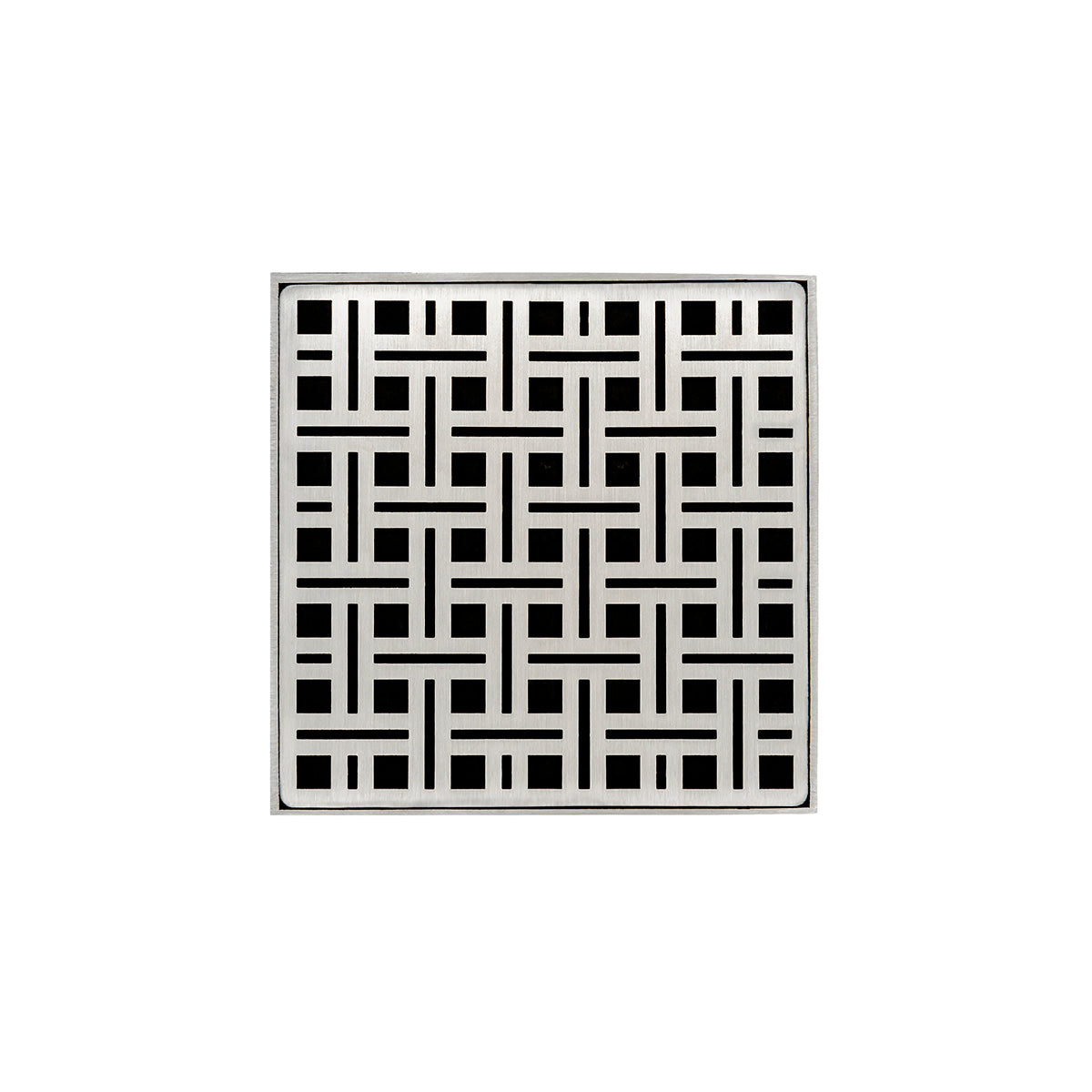 Infinity Drain VDB 5-S  5" x 5" VDB 5 Complete Kit with Weave Pattern Decorative Plate  with Stainless Steel Bonded Flange Drain Body, 2" No Hub Outlet