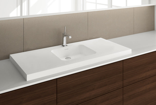 Wet Style VDCOS48C-O-8-PC Lav - Deco - 48 X 22 X 2 - Pc O/F - 3 Holes 8 C/C Per Drain - 1 Center Basin - Parent