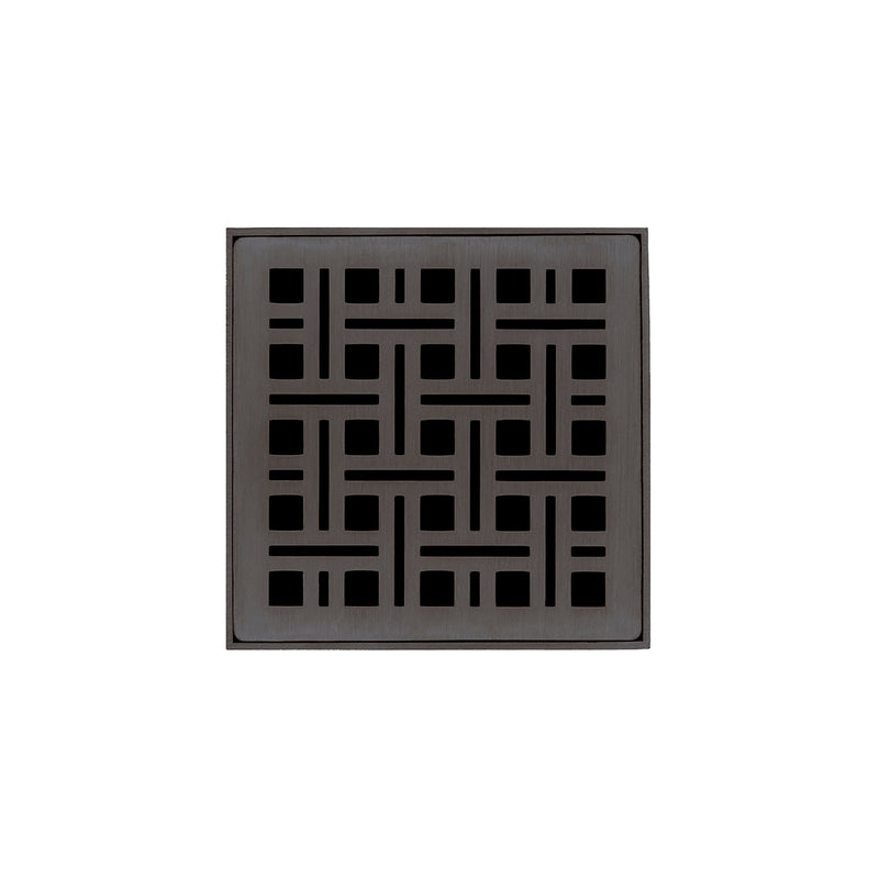 Infinity Drain VD 4-2I 4” x 4” VD 4 - Strainer - Weave Pattern & 2" Throat w/Cast Iron Drain Body 2” Outlet