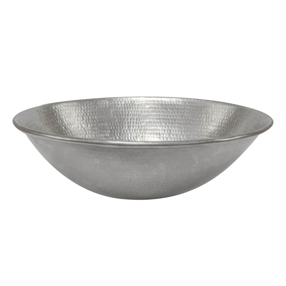 Premier Copper Products VO17WEN 17" Oval Wired Rim Vessel Hammered Copper Sink in Nickel