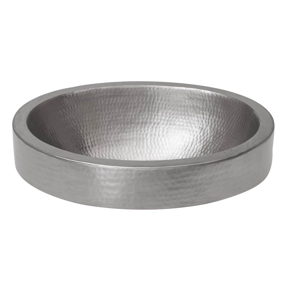 Premier Copper Products VO18SKEN 18" Oval Skirted Vessel Hammered Copper Sink in Nickel