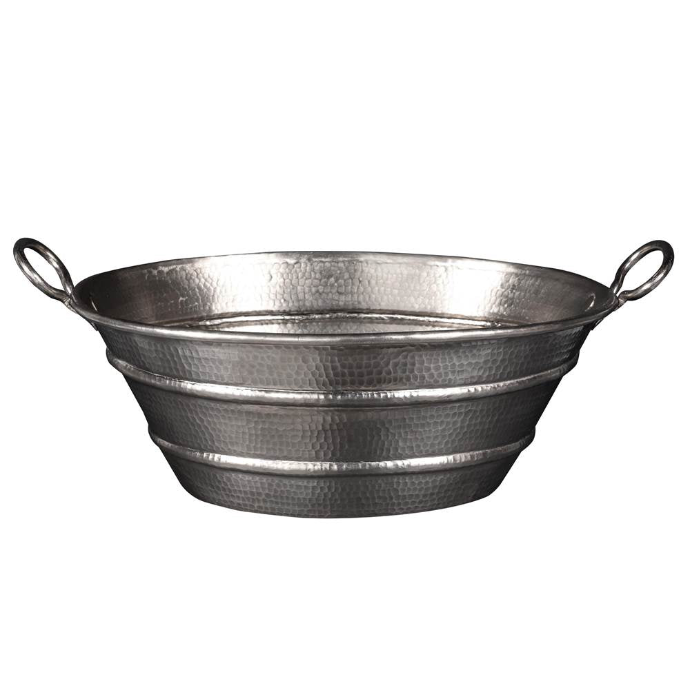 Premier Copper Products VOB16EN 16" Oval Bucket Vessel Hammered Copper Sink with Handles in Nickel