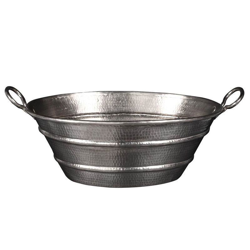 Premier Copper Products VOB16EN 16" Oval Bucket Vessel Hammered Copper Sink with Handles in Nickel