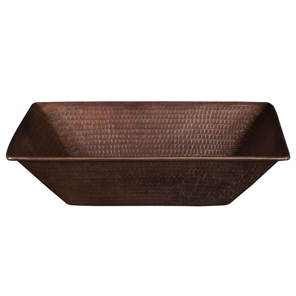 Premier Copper Products VREC17WDB 17" Rectangle Wired Rim Vessel Hammered Copper Sink