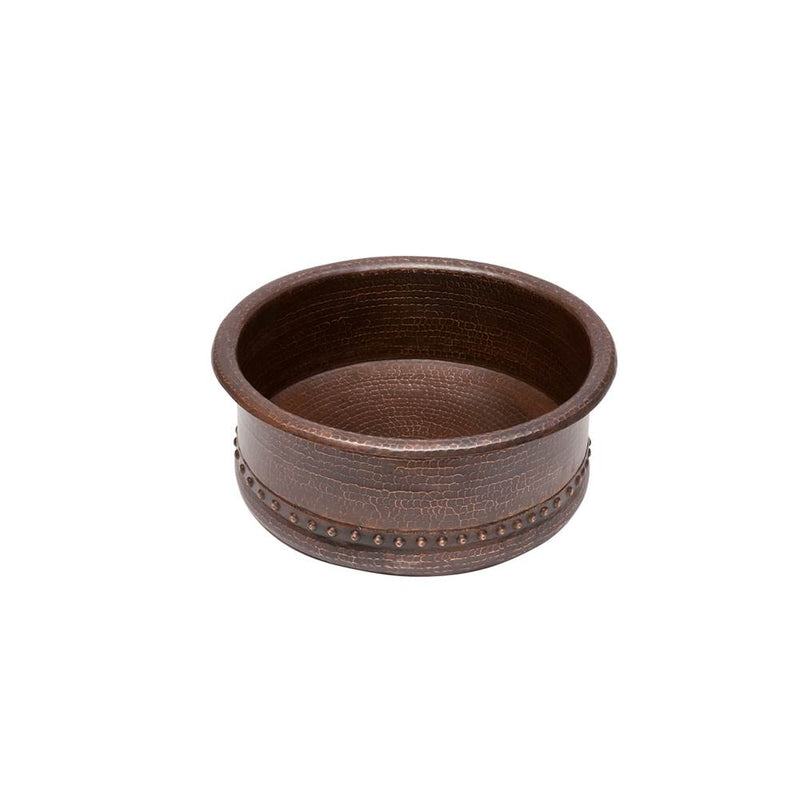 Premier Copper Products VRT15DB 15" Round Vessel Tub Hammered Copper Sink