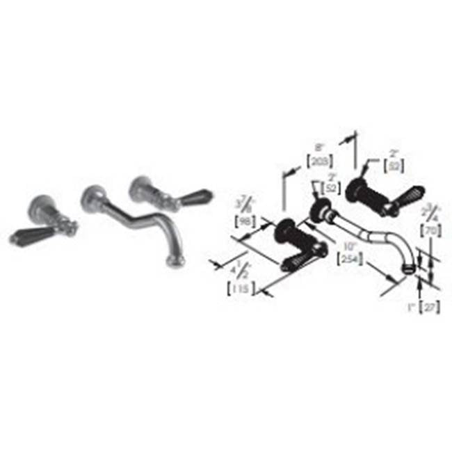 Vissoni V1627BC-TM 10 Wall Mount Widespread Lavatory - Uses WM-0020 valve