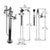 Vissoni V7054GA-TM Floor Mount Tub Filler w/Single Function Hand Shower and Hose - Uses P0800 valve