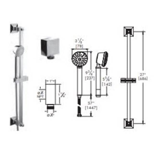 Vissoni V708481 Multifunction Hand Shower Set w/Slide Bar, Supply Elbow, and Hose