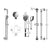 Vissoni V708488 Multifunction Hand Shower Set w/Slide Bar, Supply Elbow, and Hose