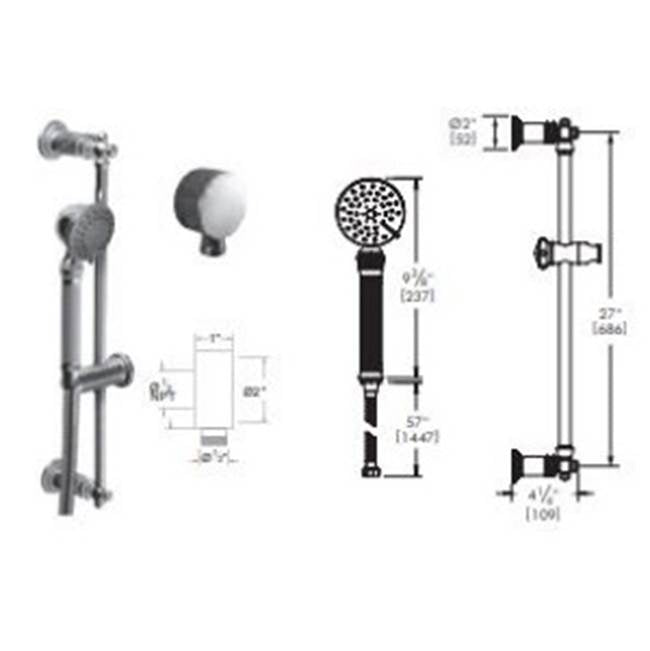 Vissoni V708489 Multifunction Hand Shower Set w/Slide Bar, Supply Elbow, and Hose