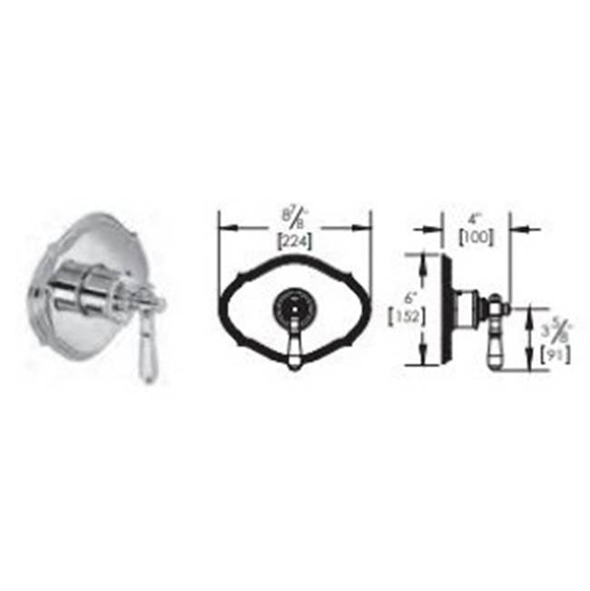 Vissoni V7093GA-TM 3/4 Thermostatic Trim - Uses TH-6300 valve