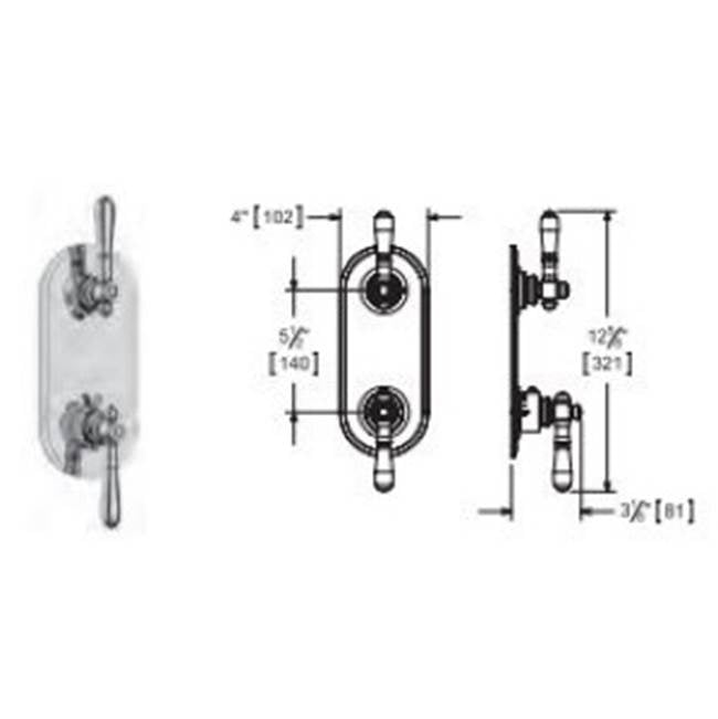 Vissoni V7095GA-TM 1/2 Thermostatic Trim w/1-way Volume Control - Uses TH-9010 valve
