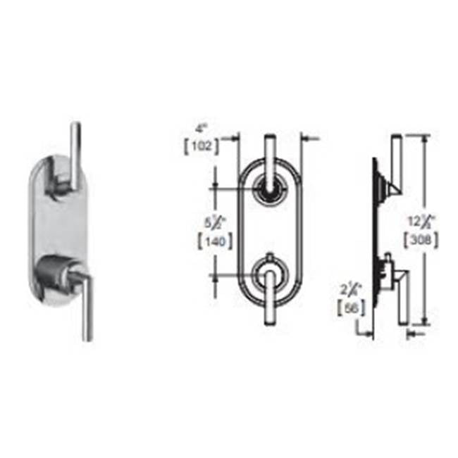 Vissoni V7095GU-TM 1/2 Thermostatic Trim w/1-Way Volume Confrol - Uses TH-9010 valve