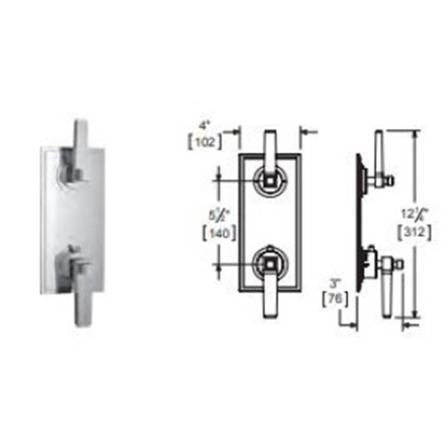 Vissoni V7095MT-TM 1/2 Thermostatic Trim w/1-Way Volume Control - Uses TH-9010 valve