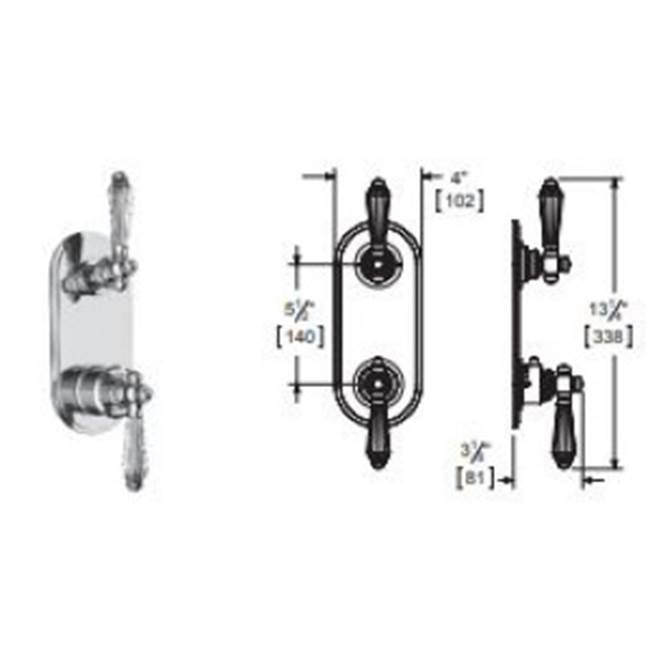 Vissoni V7095PC-TM 1/2 Thermostatic Trim w/1-Way Volume Control - Uses TH-9010 valve