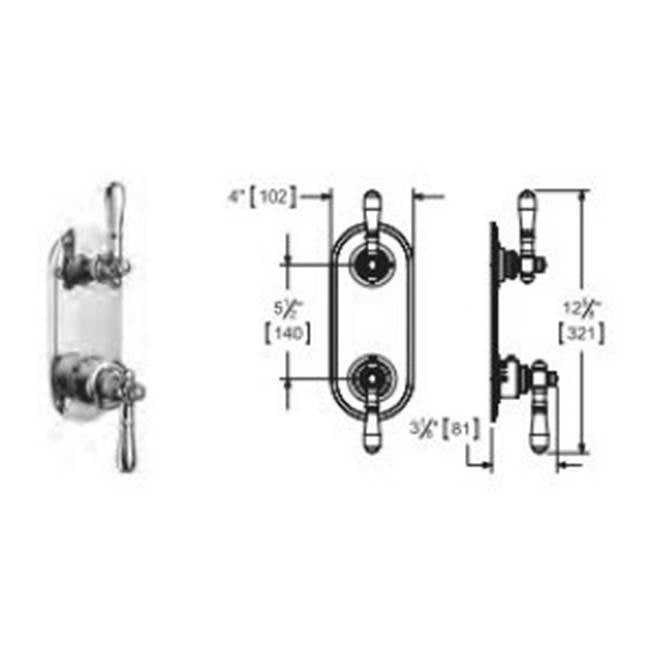 Vissoni V7095PE-TM 1/2 Thermostatis Trim w/1-Way Volume Control - Uses TH-9010 valve