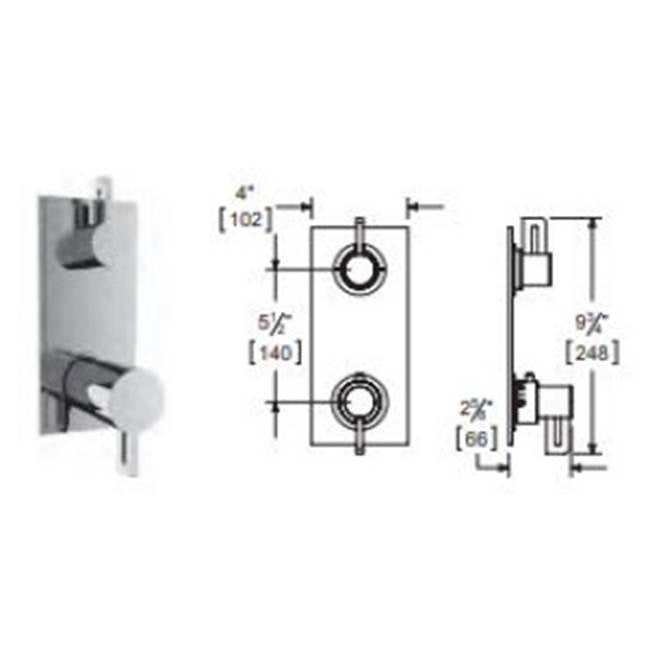 Vissoni V7095SL-TM 1/2 Thermostatic Trim w/1-Way Volume Control - Uses TH-9010 valve