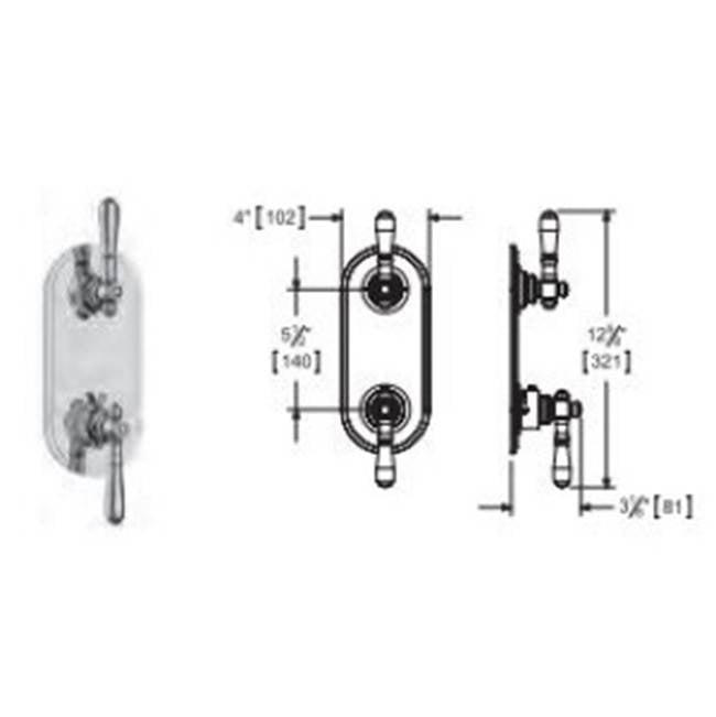 Vissoni V7096GA-TM 1/2 Thermostatic Trim w/2-way Diverter (shared) - Uses TH9212 valve