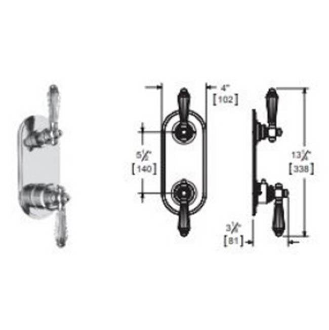 Vissoni V7096GC-TM 1/2 Thermostatic Trim w/2-Way Diverter (shared) - Uses TH-9212 valve