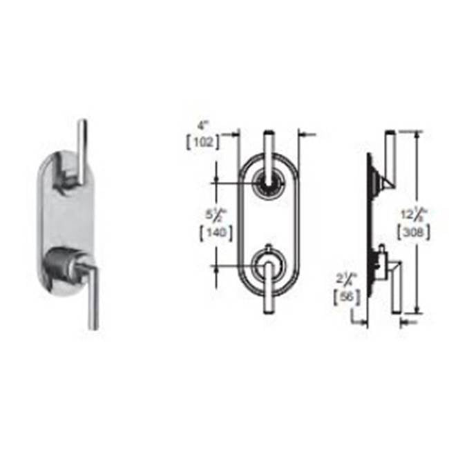 Vissoni V7096GU-TM 1/2 Thermostatic Trim w/2-Way Diverter (shared) - Uses TH-9212 valve