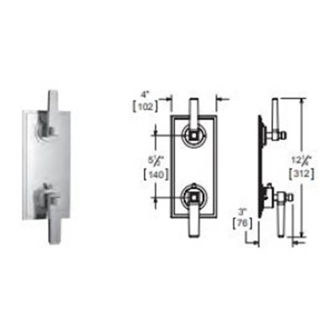Vissoni V7096MT-TM 1/2 Thermostatic Trim w/2-Way Diverter (shared) - Uses TH-9212 valve
