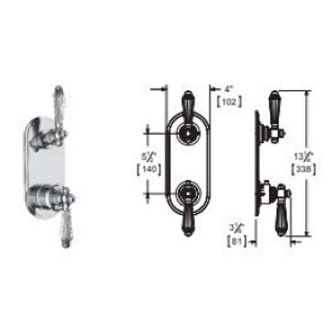Vissoni V7096PC-TM 1/2 Thermostatic Trim w/2-Way Diverter (shared) - Uses TH-9212 valve