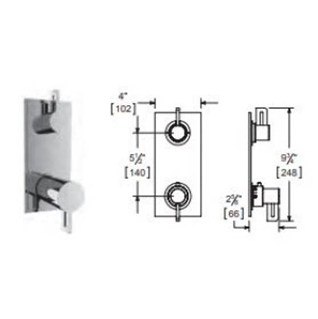 Vissoni V7096SL-TM 1/2 Thermostatic Trim w/2-Way Diverter (shared) - Uses TH-9212 valve