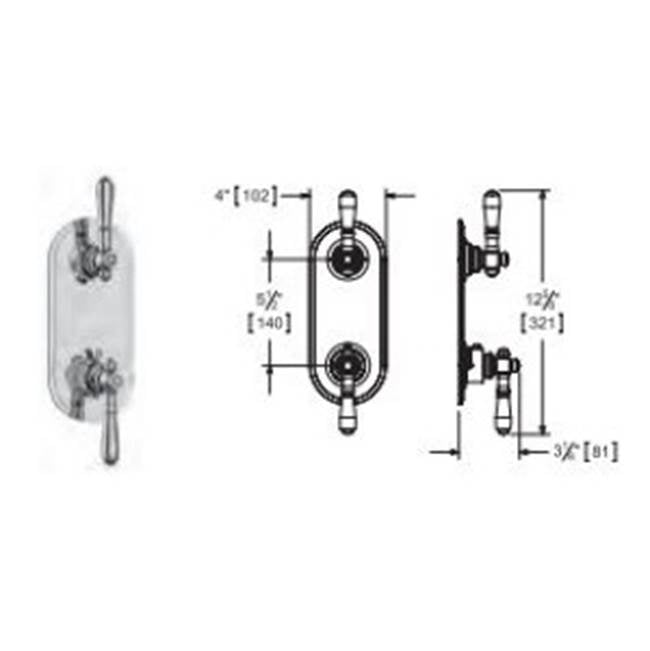 Vissoni V7097GA-TM 1/2 Thermostatic Trim w/2-way Diverter (non-shared) Uses TH9210 valve