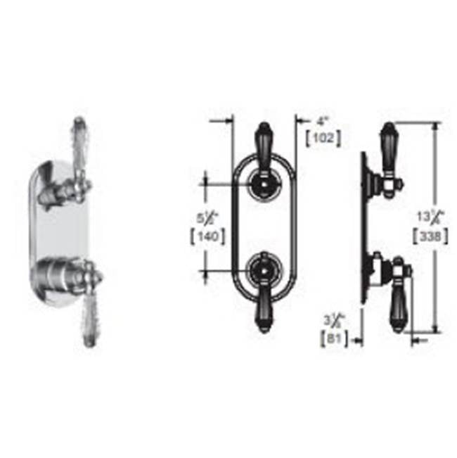 Vissoni V7097GC-TM 1/2 Thermostatic Trim w/2-Way Diverter (non-shared) - Uses TH-9210 valve