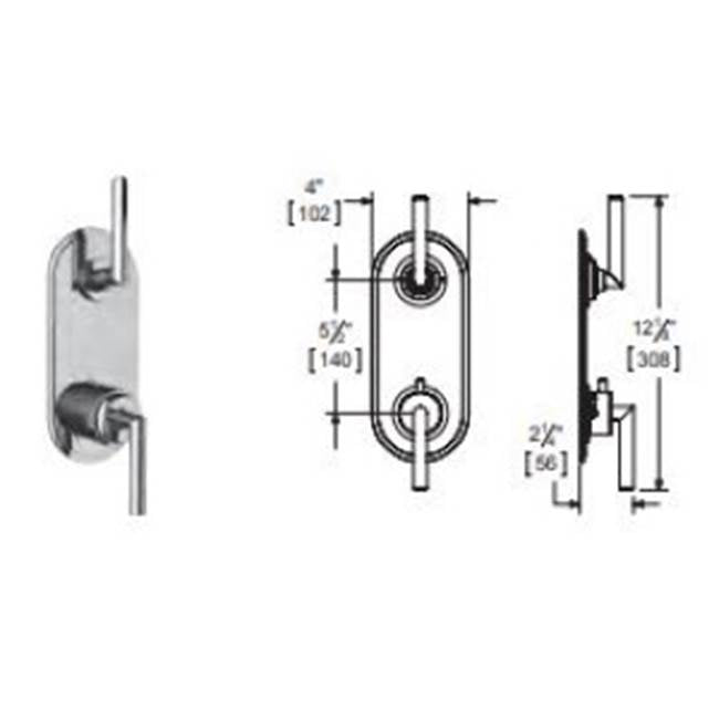 Vissoni V7097GU-TM 1/2 Thermostatic Trim w/2-Way Diverter (non-shared) - Uses TH-9210 valve