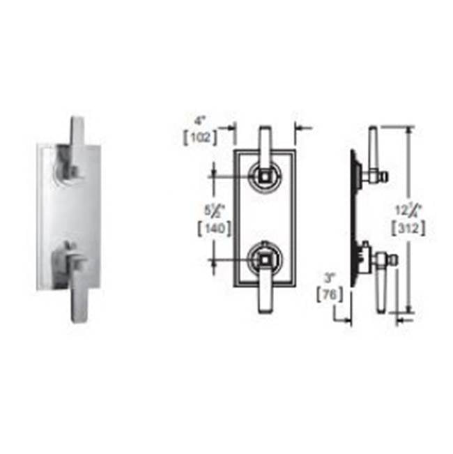 Vissoni V7097MT-TM 1/2 Thermostatic Trim w/2-Way Diverter (non-shared) - Uses TH-9210 valve