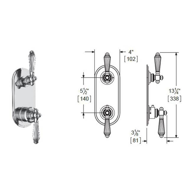 Vissoni V7098PC-TM 1/2 Thermostatic Trim w/3-Way Diverter (shared) - Uses TH-9313 valve
