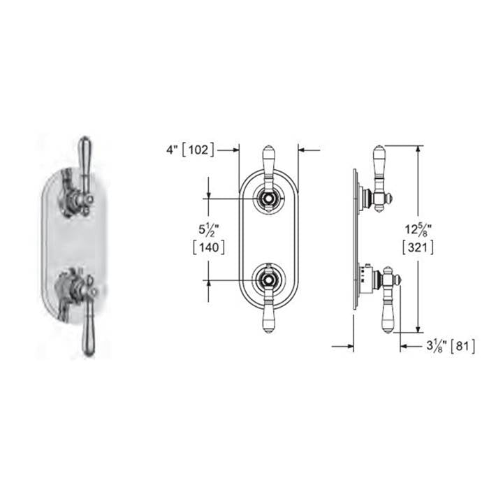 Vissoni V7099GA-TM 1/2 Thermostatic Trim w/3-way Diverter (non-shared) - Uses TH-9310 valve