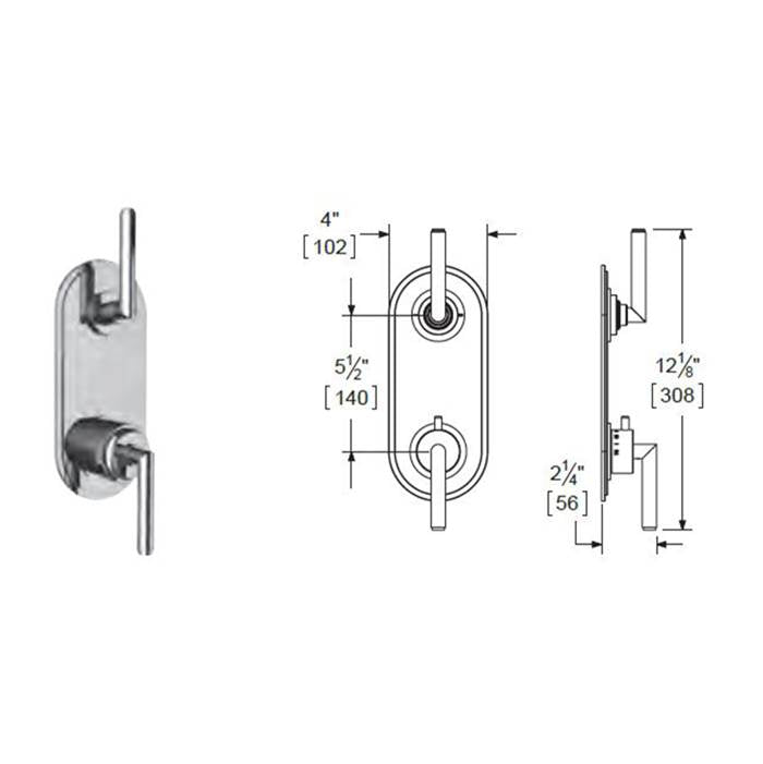 Vissoni V7099GU-TM 1/2 Thermostatic Trim w/3-Way Diverter (non-shared) - Uses TH-9310 valve
