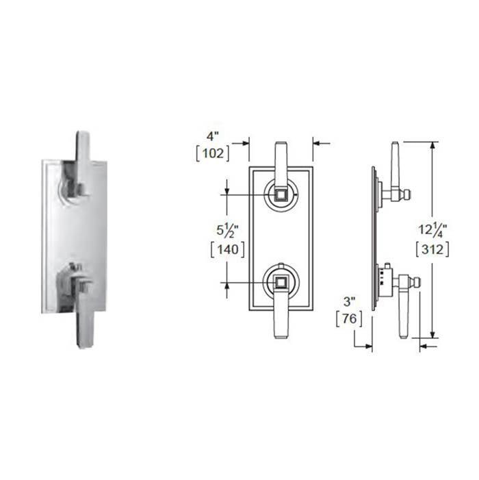 Vissoni V7099MT-TM 1/2 Thermostatic Trim w/3-Way Diverter (non-shared) - Uses TH-9310 valve