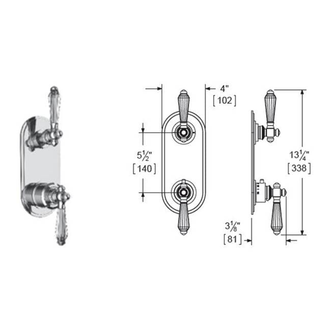 Vissoni V7099PC-TM 1/2 Thermostatic Trim w/3-Way Diverter (non-shared) - Uses TH-9310 valve