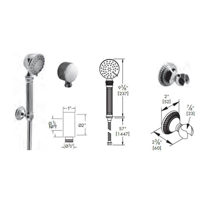 Vissoni V768397 Multifunction Hand Shower Set w/Bracket, Supply Elbow, and Hose