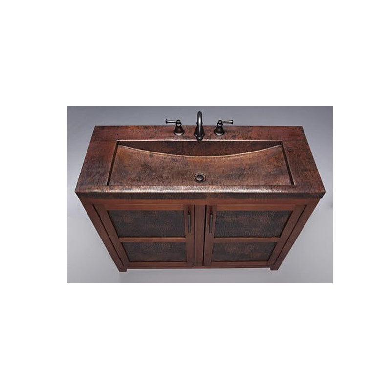 Thompson Traders VTL Grande Rustic Wood Vanity W/ Handcrafted Intergrated Sink In Black Copper