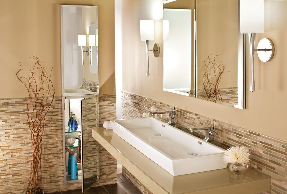 GlassCrafters 15W x 54.75H x 4D Vertical Tier Mirrored Cabinet, Flat
