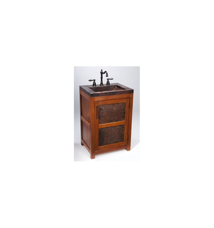 Thompson Traders VTS Wood Vanity W/ Handcrafted Intergrated Sink In Black Copper