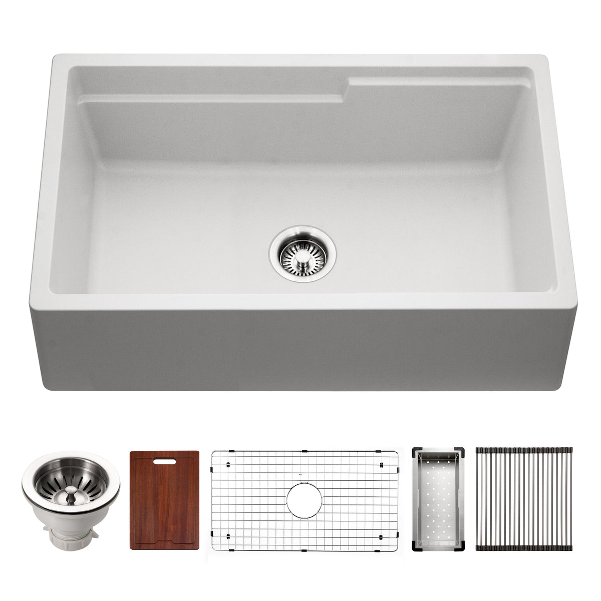 Houzer W-133-C Quartztone 33" Cloud Apron Front Farmhouse Granite Composite Workstation Kitchen Sink - Parent