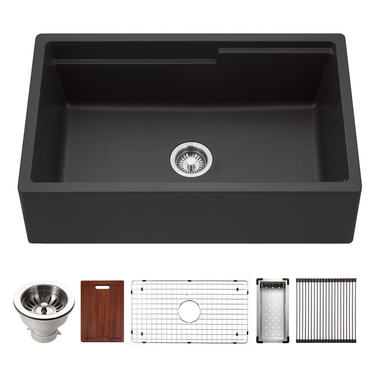 Houzer W-133-C Quartztone 33" Cloud Apron Front Farmhouse Granite Composite Workstation Kitchen Sink