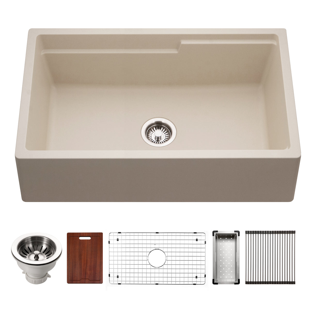 Houzer W-133-C Quartztone 33" Cloud Apron Front Farmhouse Granite Composite Workstation Kitchen Sink