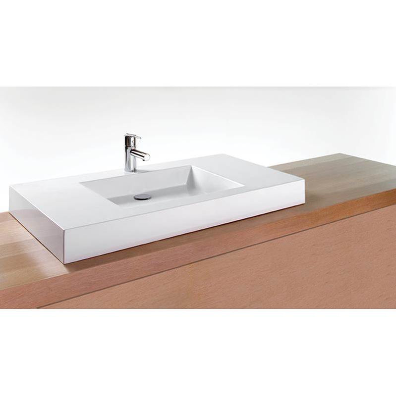 Wet Style VCM42-O-1-BN-MA Lav - Cube Metro - 42 X 18 X 4 - Bn O/F - 1 Hole - White Matte