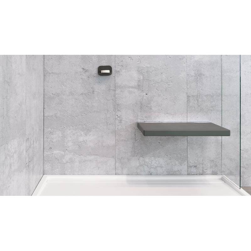 Wet Style STC24WM-M-6 Cube Wall-Mounted Seat - 24 X 15 7/8 - Grey/Mirror