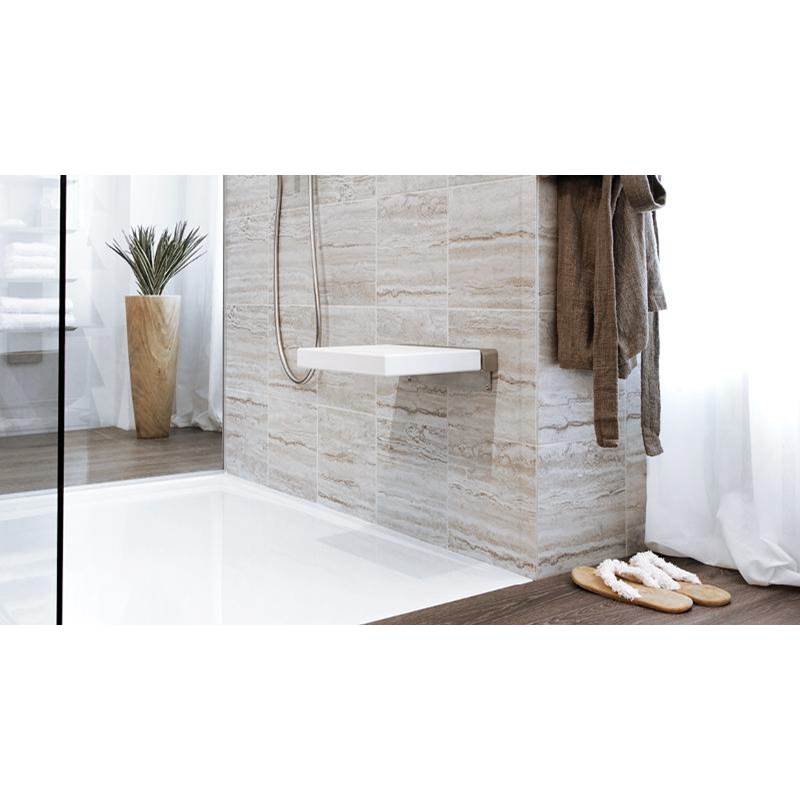 Wet Style STC14WM-B-5 Cube Wall-Mounted Seat - 14 3/16 X 13 1/16 - White/Brushed