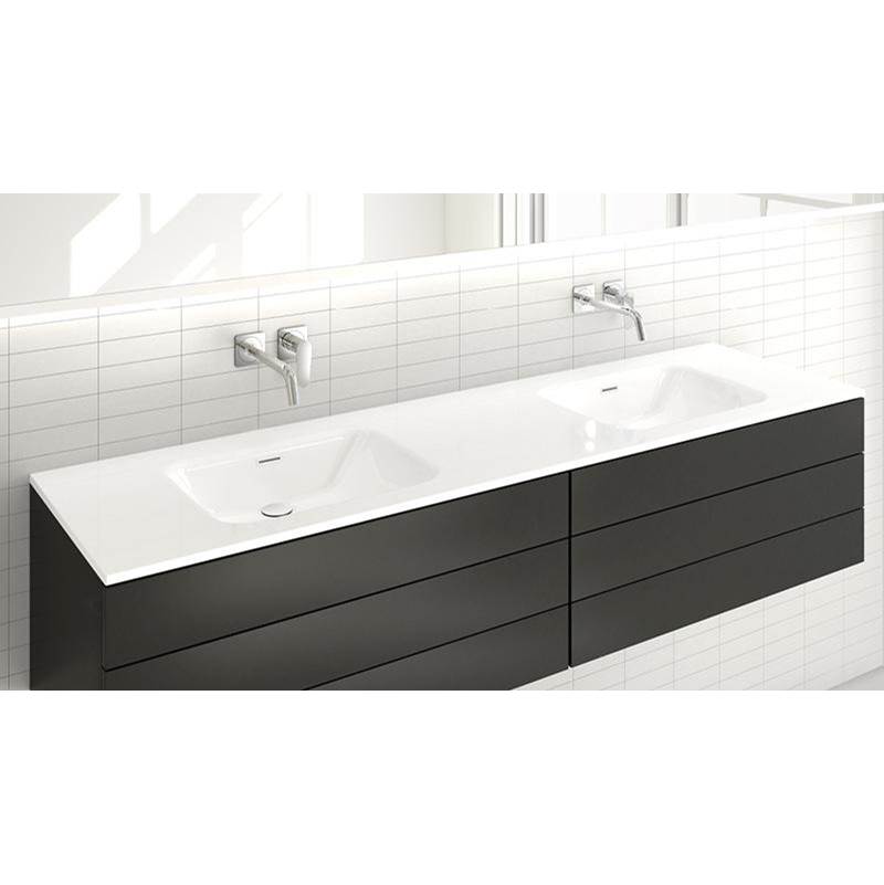 Wet Style VELXS72-O-8-SB-MA Lav - Element - 72 X 20 X 5/8 - Sb O/F - 3 Holes 8 C/C Per Drain - White Matte