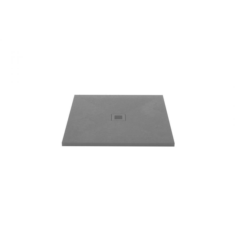 Wet Style DFL3636C-GT-1C Shower Base - Feel - 36 X 36 - Center Drain - Grey Concrete - 1 Cut