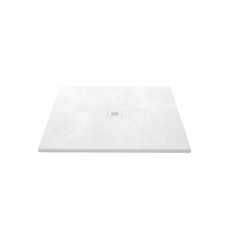 Wet Style DFL4848C-AT-3C Shower Base - Feel - 48 X 48 - Center Drain - White Concrete - 3 Cuts